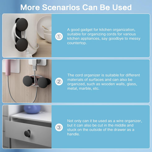 Cord Organizer for Appliances - Stick On Cord Holder and Wrapper for Kitchen Gadgets, Mixer, Air Fryer, Coffee Maker