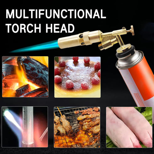 Copper Alloy Butane Torch Head - Adjustable Flame Kitchen Torch for Culinary, BBQ, Baking, Cooking, Soldering