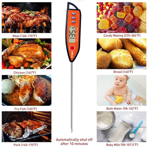 Digital Meat & Milk Thermometer, Instant Read Probe for Cooking, BBQ, Grill, Deep Fry, Roast & Baking