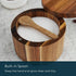 KITCHENDAO Acacia Wood Salt Cellar Bowl Box with Built-in Spoon, Elegant Kitchen Salt Container with Swivel Magnetic