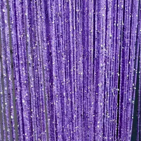 ave split Decorative Door String Curtain Wall Panel, Light Purple Tassel Screen Room Divider, 100x200 centimeters