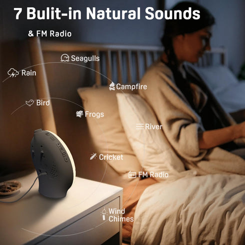 17 25 JALL Wake Up Light Sunrise Alarm Clock for Kids, Heavy Sleepers, Bedroom, White Noise Sound Machine with Nihgt