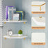 2-Tier 9.5-inch Tirzah White Wall Mount Corner Shelf with Gold Metal Guardrail, Diamond-Shaped Wood Corner Floating