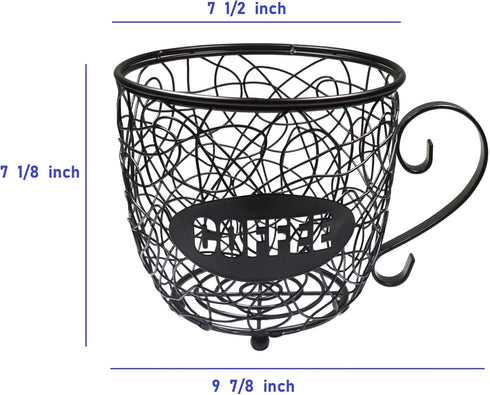 Large Capacity Coffee Pod Holder, Multiuse K Cup Organizer, Espresso Capsule Storage Wire Basket for Coffee Bar