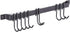 Wallniture Gourmet Kitchen Rail with 10 Hooks, Wall Mounted Utensil Holder Rack, Black