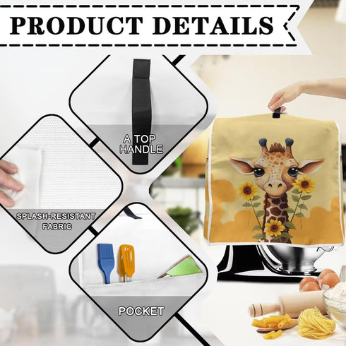 Upetstory Sunflower Giraffe Stand Mixer Cover, Compatible with Kitchen 6 & 8 Quart Bowl Lift, Dustproof with Pockets