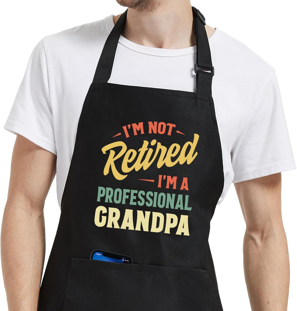 Funny Adjustable Aprons for Men with Pockets, Perfect for Grilling, Cooking, BBQ, Gifts for Father's Day, Christmas