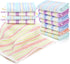 20 Pack 10x10 Inch 5 Pumtus Small Face Wash Cloths, Cotton Soft Hand Towel, Comfortable Striped Fingertip Towel