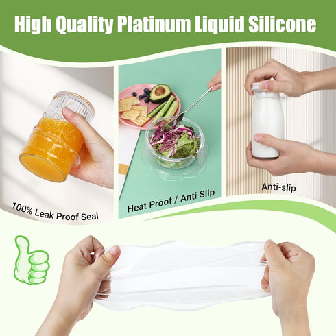 Silicone Stretch Lids for Food Storage, Reusable Elastic Bowl Covers for Containers, Food Grade Silicone Microwave Cover