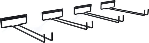 Wallniture Chiraz Wine Glass Rack - Wall Mountable Wrought Iron Black Set of 4