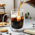16 OZ, Set 4 Double Walled Glass Coffee Mugs Borosilicate Glass Coffee Cups of with Spoons, Insulated Clear Coffee Mug