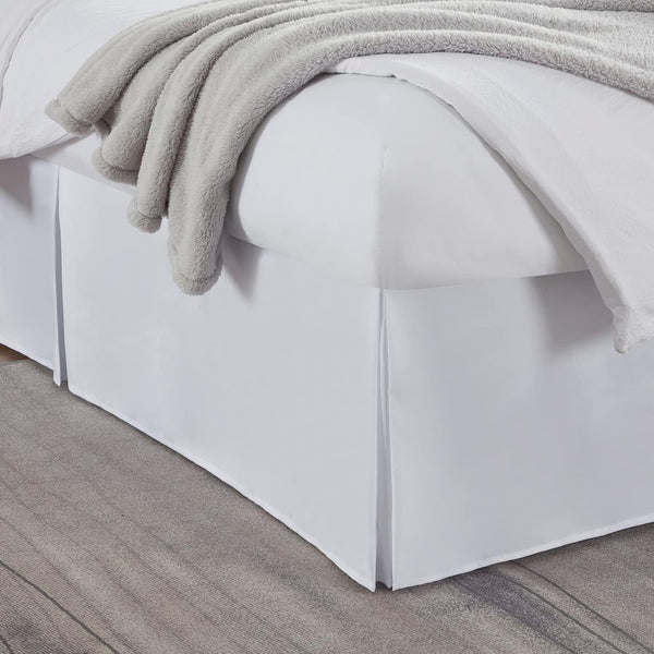 Nestl White Bed Skirt Queen Size - 14 Inch Drop Brushed Microfiber, Hotel Quality Pleated & Fade Resistant