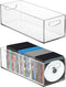 Frcctre 2 Pack Clear Acrylic DVD/CD Storage Box, Stackable Holder Case with Handles for DVDs, CDs, Video Games