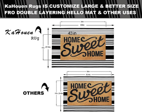 Black and White Striped Rug 27.5 x 43 Inches, Hand-Woven Indoor/Outdoor Area Rug, Farmhouse Front Door Floor Mat