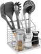 Utensil Holder for Kitchen Counter, Metal Rack with Salt and Pepper Shakers, Large Organizer