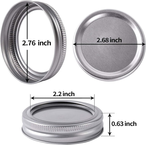 Canning Lids and Rings Set of 12, Regular Mouth Suitable for Ball or Kerr Jars, Small Mouth Mason Jar Lids