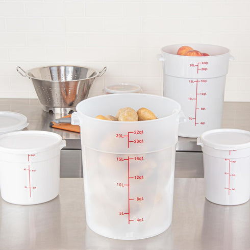 Restaurantware-Met Lux 22 Quart Food Storage Container - Translucent Storage Container with Red Volume Markers