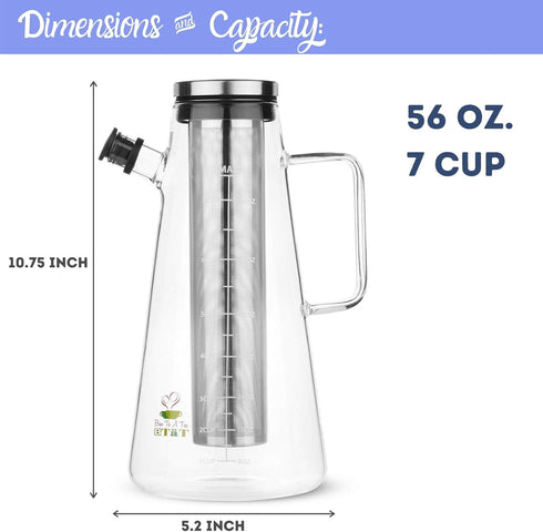 BTaT Cold Brew Coffee Maker, Iced Coffee Maker, 2 Liter, 64 oz, Cold Brew System, Tea Pitcher, Coffee Accessories