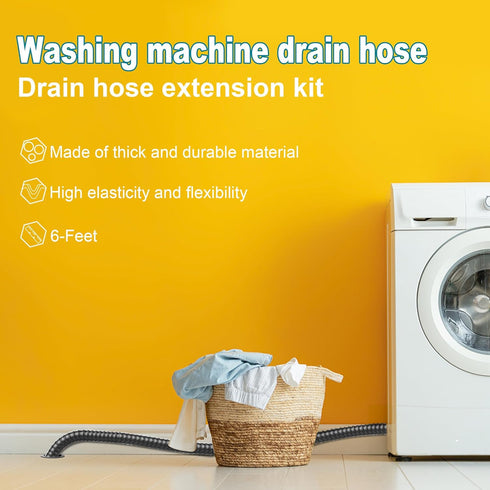 MyLifeUNIT Washing Machine Drain Hose Extension Kit, Universal 6.9 Feet Drain Hose for All Washers (Black)