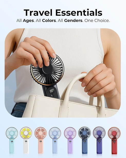 Portable Handheld Fan, 4000mAh, 180 Adjustable, 6 Speed Wind, USB Rechargeable Foldable Personal Fan