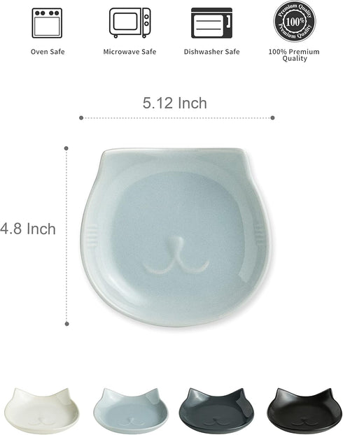 Ceramic Spoon Rest for Kitchen Counter, 5.12 Inches Cute Spoon Holder for Stove Top, Cat Utensil Rest Cooking Spoon Holder, 1 Pack Light Gray