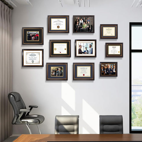 Golden State Art 8x10 Document Frame for 6x8 Diploma/Certificate/Picture, Black Gold & Burgundy, Real Glass