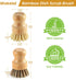 Bamboo Dish Scrub Brushes Set - Eco-Friendly Natural Cleaning Scrubbers for Dishwashing, Set of 2