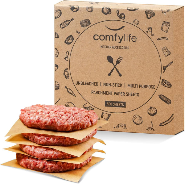 Comfylife 300Pcs Patty Paper - 6x6in No Curl, No Tear, No Burn Baking Paper for Baking or Lining