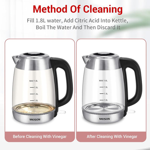 Speed-Boil Electric Tea Kettle: Glass for Boiling Water, 1.8 Liter, Auto Shut-Off & Boil-Dry Protection, 2 Year Warranty