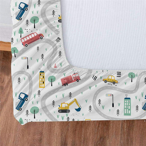 Sets 3D Set Decor(3pc) Yasida Car Sheet for Kids Cute Cartoon Truck Bed Full Size Fitted Sheets Boys Plants Print
