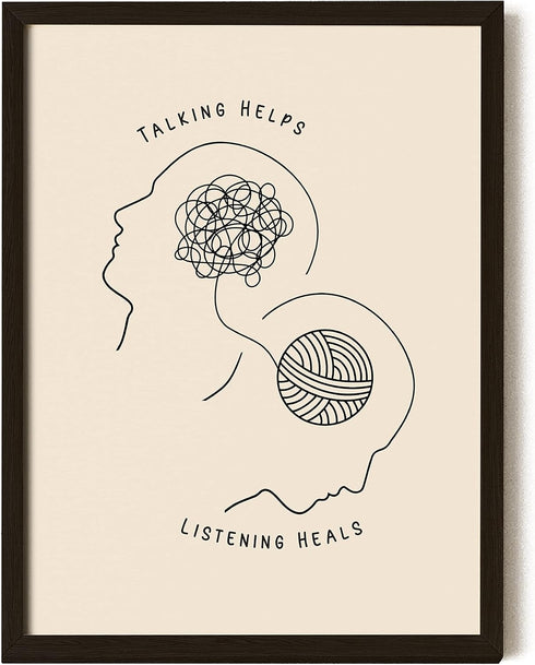 EXCOOL CLUB Mental Health Posters for Therapy Office Decor - 12x16 Counseling Wall Art, Boho Talking Helps Poster