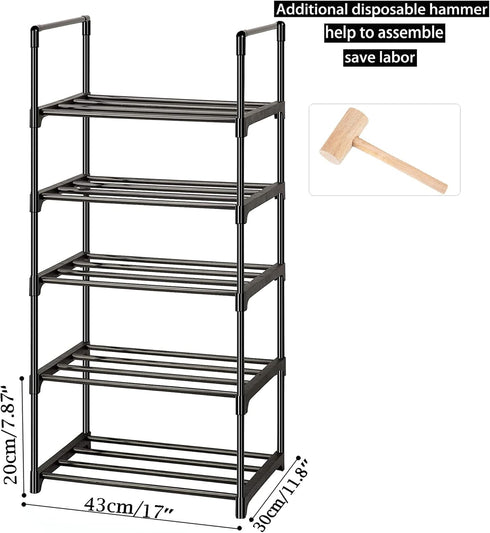 5 Closets OYREL Shoe Rack, Sturdy Metal Shoes Rack Organizer,Narrow Shoes Stand Shelf Tier Shoe Racks for Small Space
