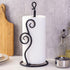 MyGift Rustic Burnt Solid Wood and Industrial Matte Black Metal Dining Combination Caddy with Paper Towel Roll