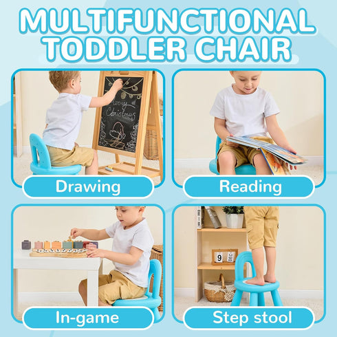 1-3, KidBloom Toddler Chair, Kids Chair for Table with Ergonomic Rainbow Backrest, Durable Small Versatile Plastic