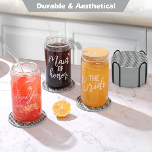 TWTLi Set 6,Coasters Decor(6 Coasters of for Drinks,Coffee Table Decor Coaster with Holder,Suitable for Kinds
