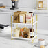 FSyueyun 2-Tier Bathroom Counter Organizer, Tool-Free Installation Makeup Skincare Shelf, Gold Vanity Stand
