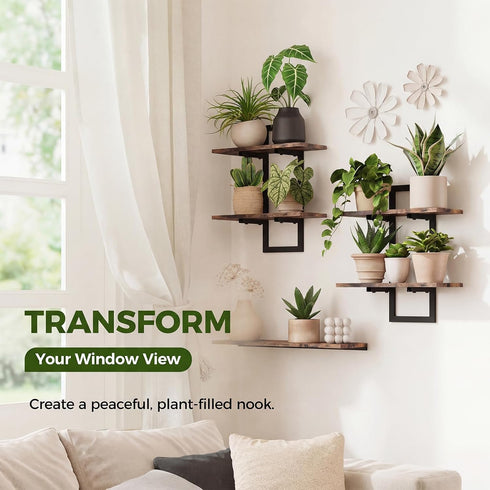 2-Pack Bamworld Floating Shelves for Wall Planters for Indoor Plants Hanging Shelves Plant Holder Wall Decor Plant