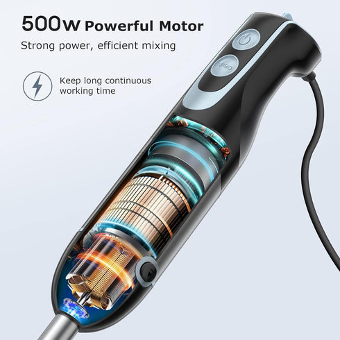 FRESKO 500W Immersion Handheld Blender with 700ml Beaker, 12-Speed & Turbo Mode for Soup, Smoothie
