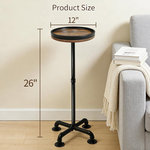 LAIDUOLEOE Small Round Side Table for Small Spaces, Pedestal Drink Table with Non-Slip Feet, Martini Table No-Tool