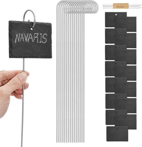 Navaris Slate Plant Labels (15 Pieces) - Garden Marker Label Signs with