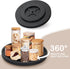 Black Wooden Lazy Susan Turntable Organizer, Small Round Rotating Tray for Kitchen Countertop and Bathroom Decor