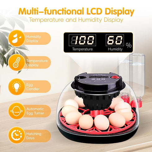 Xiejiutianxrg 12-24 Display,360 (M12H) Egg incubators for Hatching Eggs, Automatic Egg Turning Poultry Incubator