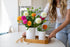 Elegant Ceramic Utensil Holder for Countertop, 7.5"+5.5" Cooking Utensils Organizer Set of 2 (White)
