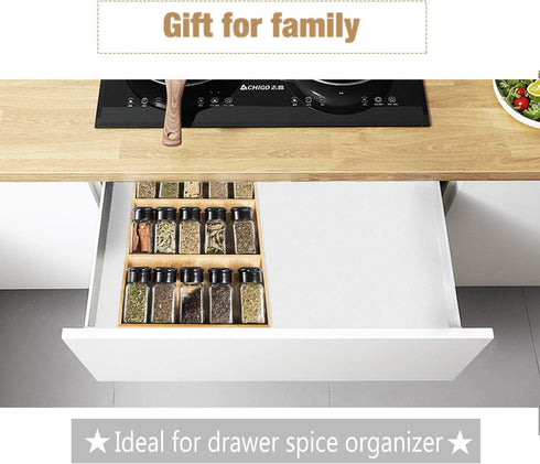 3-Tier 1 Pack Bamboo Drawer Spice Rack Wooden Kitchen Cabinet Spice Organizer Spice Jar Holder, Medicine/Health