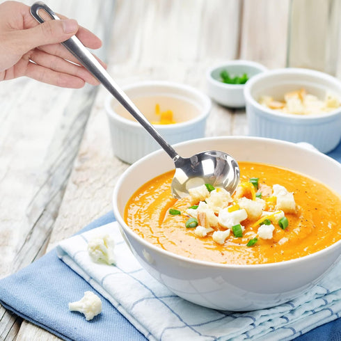 304 Stainless Steel Serving Utensil Set, Skimmer Slotted Spoon and Soup Ladle, Rustproof, Heat Resistant, Dishwasher