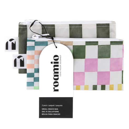 Pack 2-pk Bumkins Roamio Reusable Snack Bags, for Kids School Lunch and for Adults Portion, Washable Fabric, Waterproof
