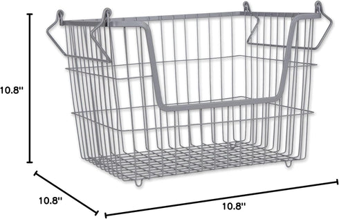 DII Metal Wire Mesh Stackable Utility Storage Bin, Medium Rectangle, 13x11x9, Cool Gray