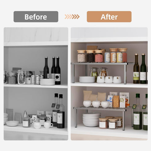 Set 4 Counter STORAGE MANIAC of Expandable Kitchen Cabinet Organizer Shelf Kitchen Shelves Spice Rack Kitchens Storage