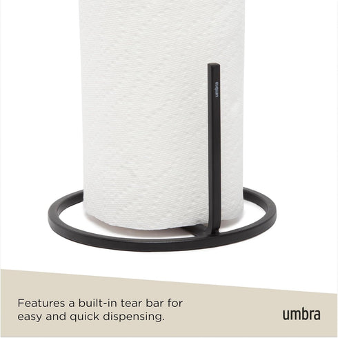 Umbra Squire Free-Standing Paper Towel Holder for Kitchen or Bathroom, Modern Metal Design Looks Like Cast Iron, Black