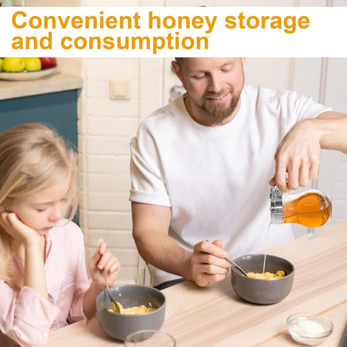 2Pcs 8oz Commercial (1, 2 pack) Syrup Dispenser Honey Pot Glass Honey Dispenser Jar, Maple Syrup Dispenser, Honey